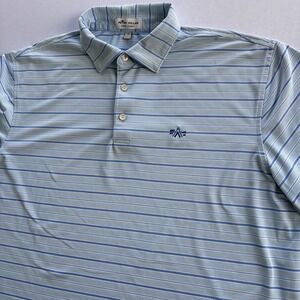 Peter Millar Summer Comfort Congaree Golf Club Polo Shirt Blue Striped Men's‎ L